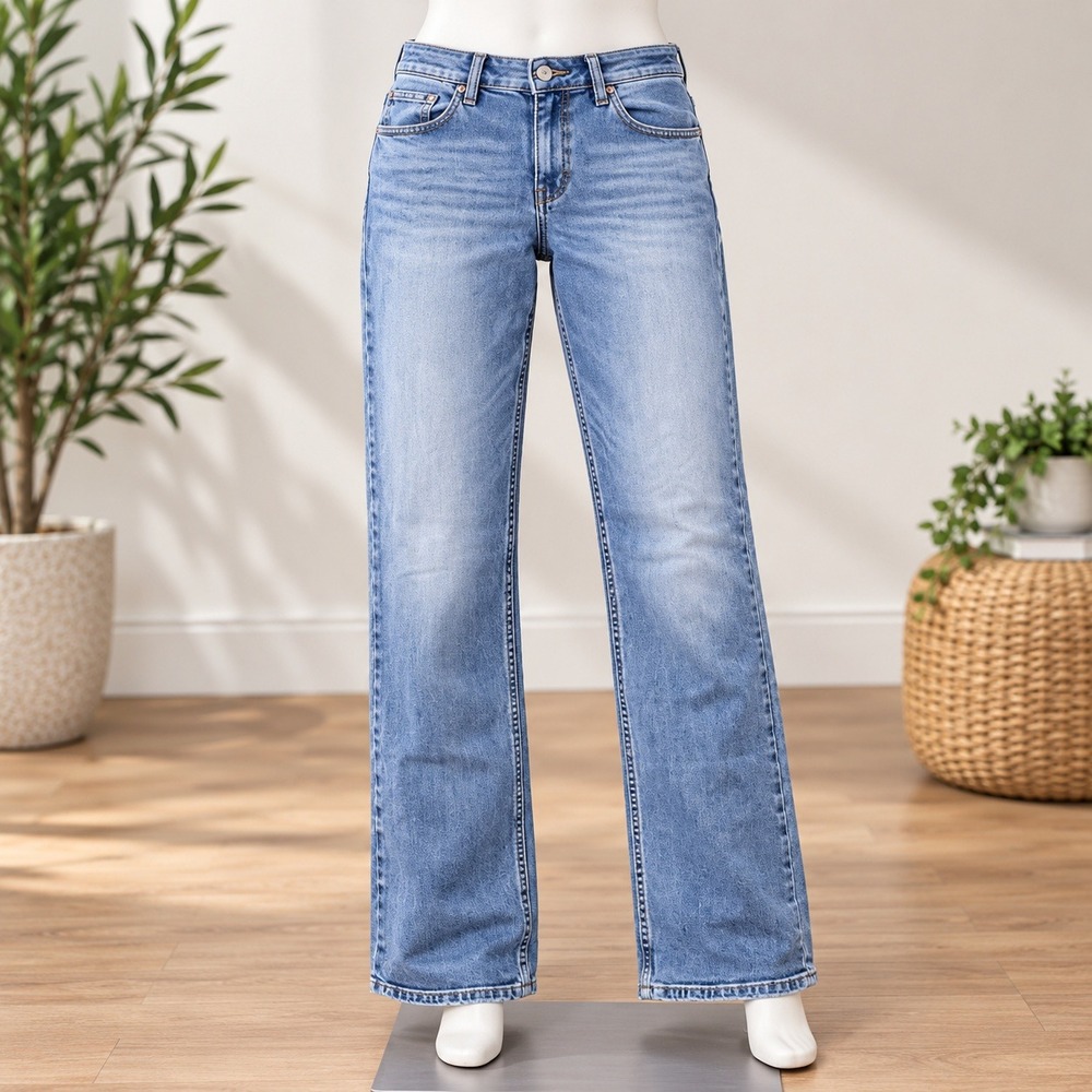 Abercrombie & Fitch Slim Straight Jeans Mens 34x32 Blue Distressed Denim